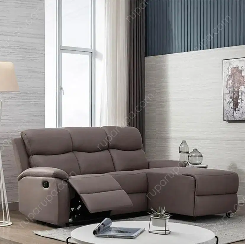 Informa Owen Sofa Recliner Sudut Fabric Kanan - Cokelat