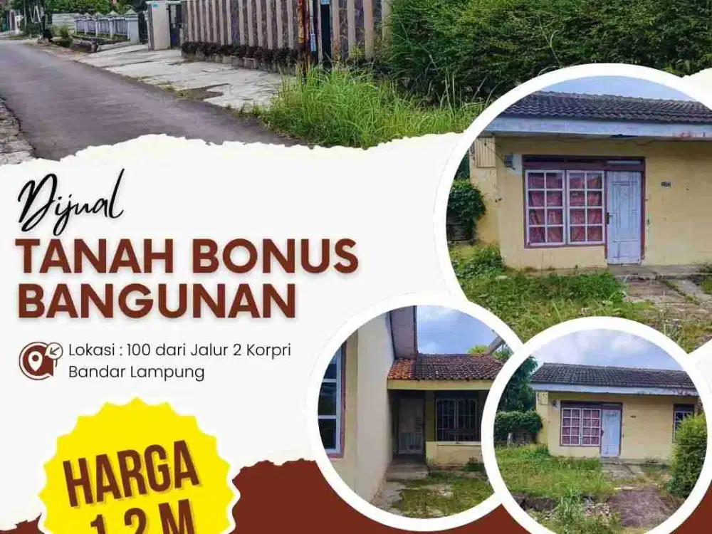 TANAH BONUS RUMAH DIJUAL CEPAT DALAM PERUMAHAN KORPRI SUKARAME BANDAR LAMPUNG