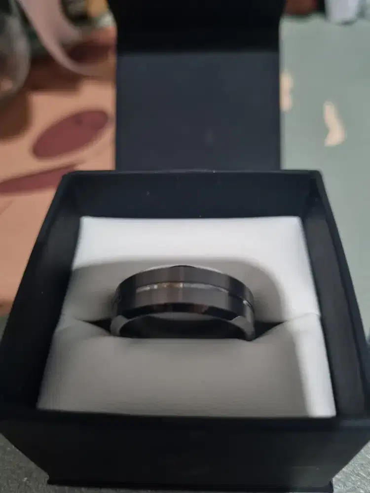 Blaze Tungsten Matte Black Polished Centre Line Ring TSR2
