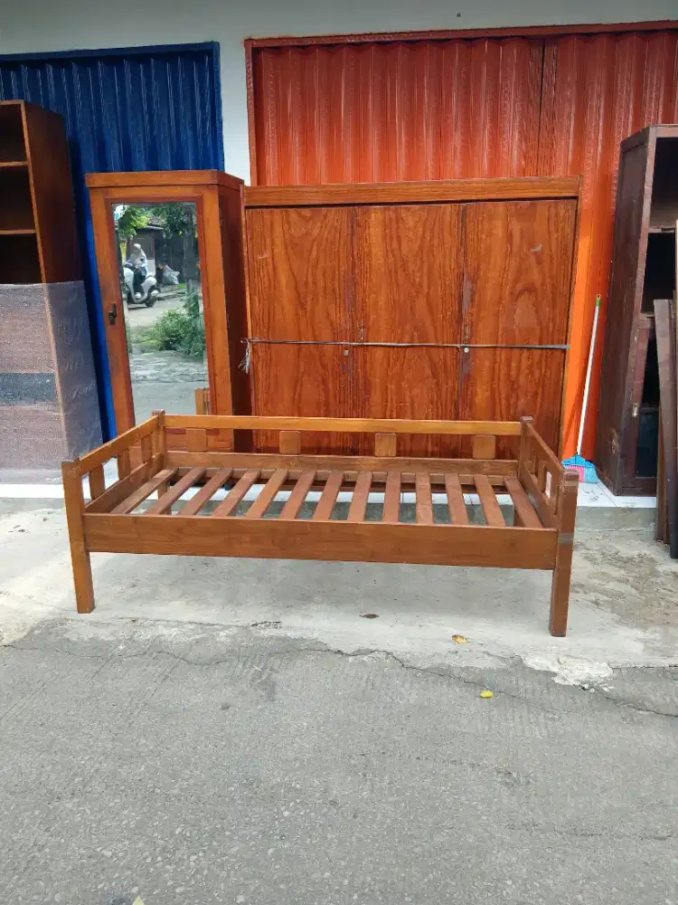 dipan single bed kayu jati tua minimalis tempat tidur ranjang