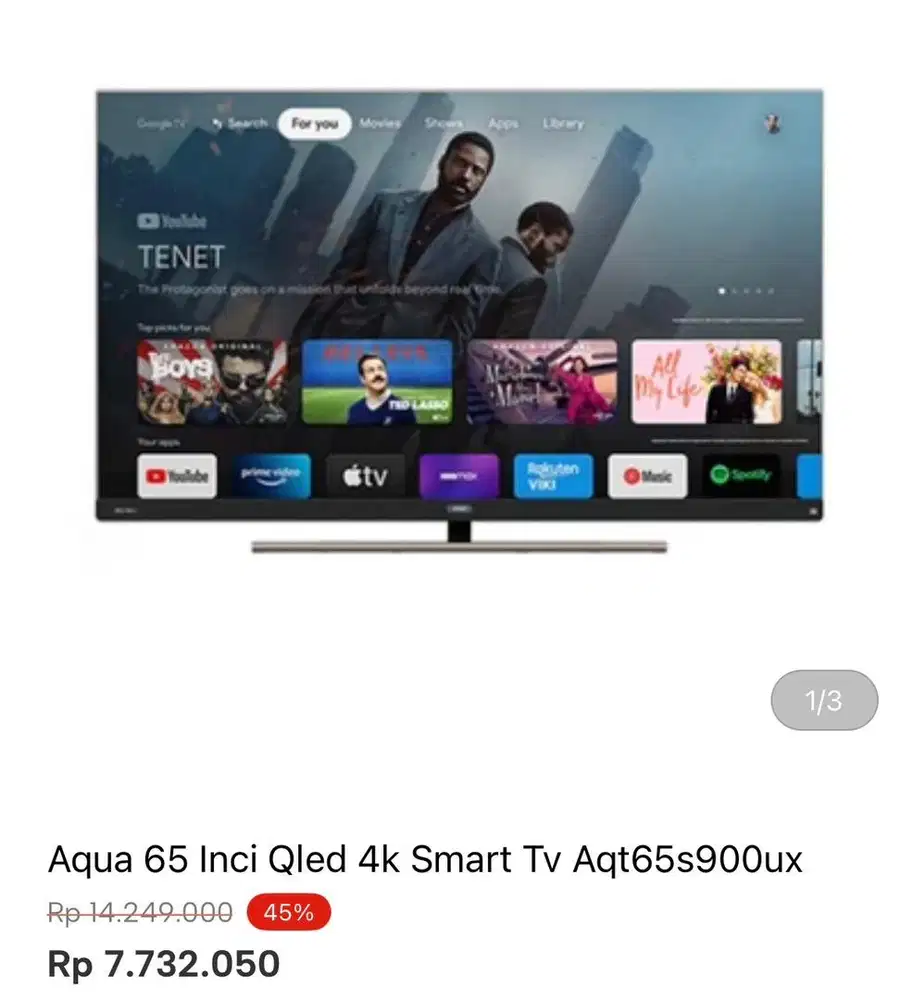 AQUA GOOGLE TV QLED 65 inci
