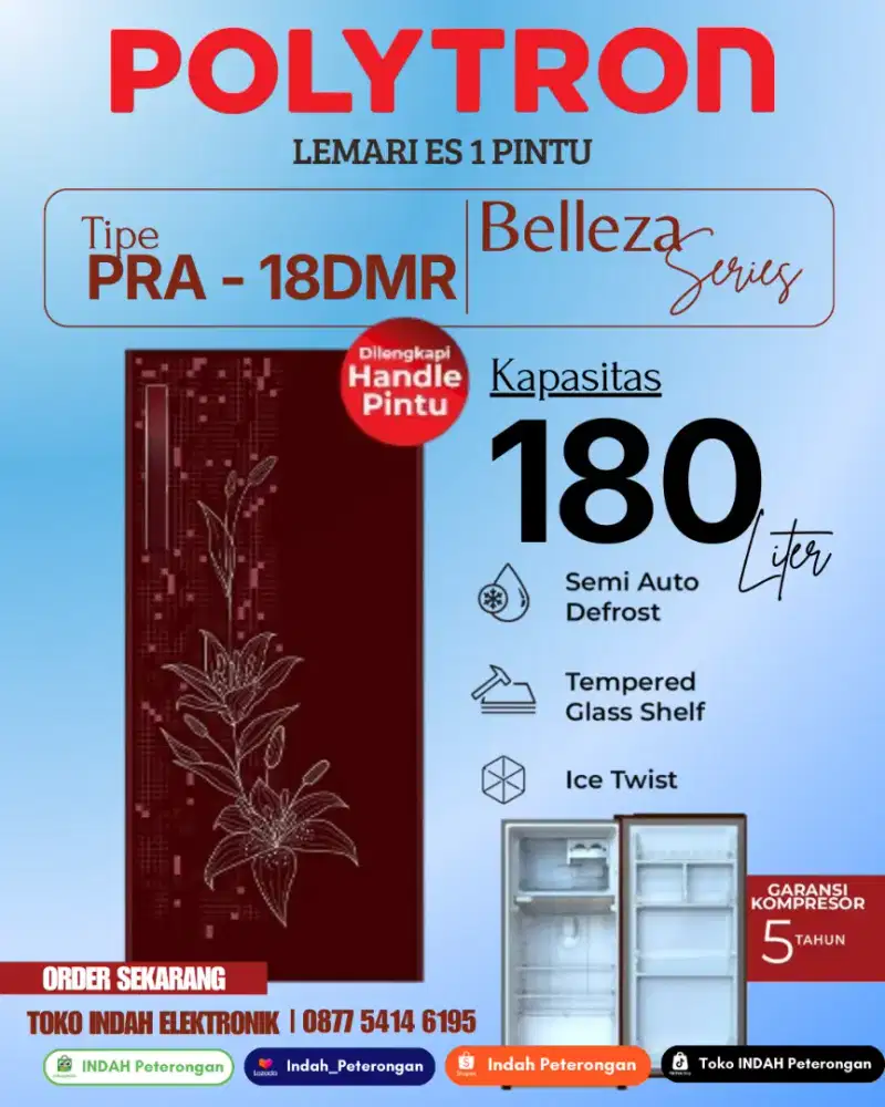 Lemari Es 1 Pintu Polytron PRA-18DMR