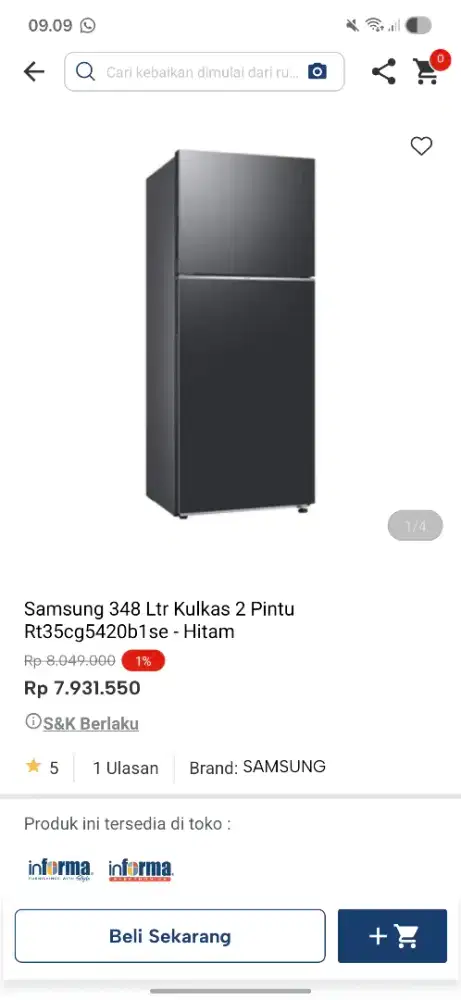 Promo kulkas samsung kapasitas besar
