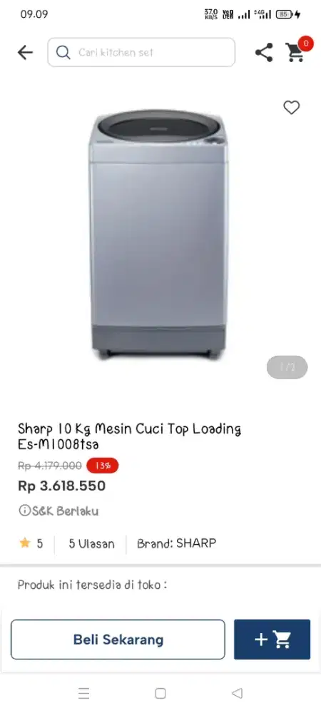 Promo mesin cuci 10 KG top loading