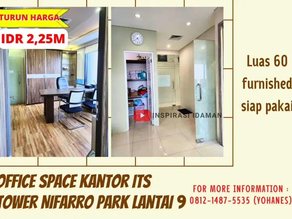 Jual Cepat Office Space Kantor ITS Tower Nifarro Park Lantai 9
