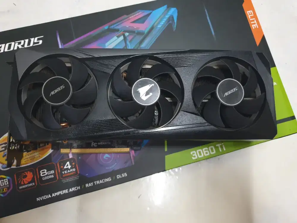Jual VGA RTX 3060 Ti 8GB DDR6 Merk Aorus Elite (Rare Item)