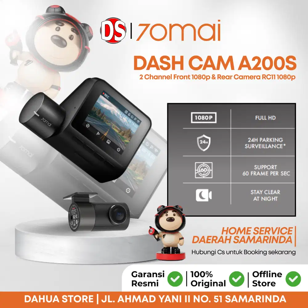 Dashcame 70Mai A200 Include Kamera depan dan belakang