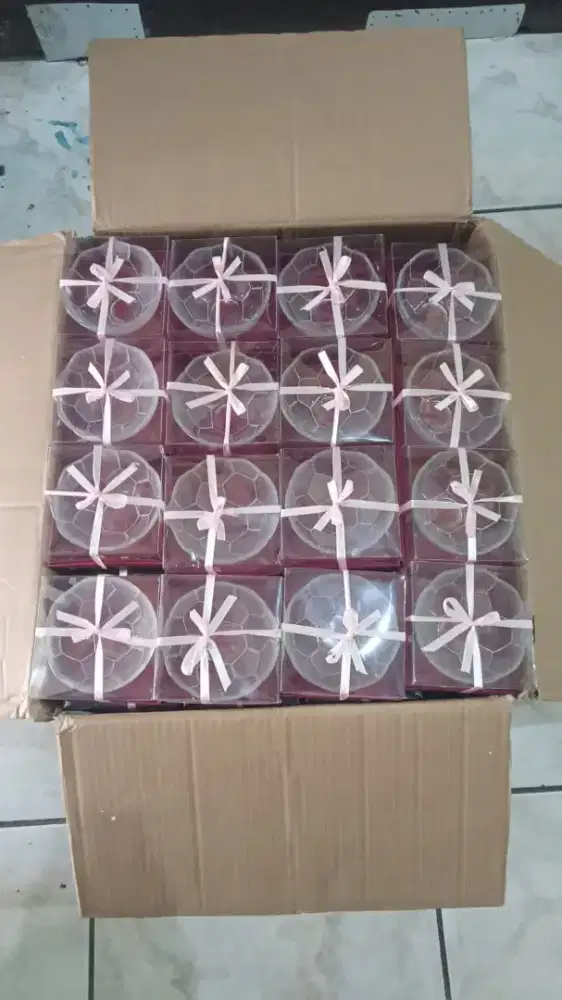 Mangkok kaca souvenir include box ada 120 pcs lbh borongan
