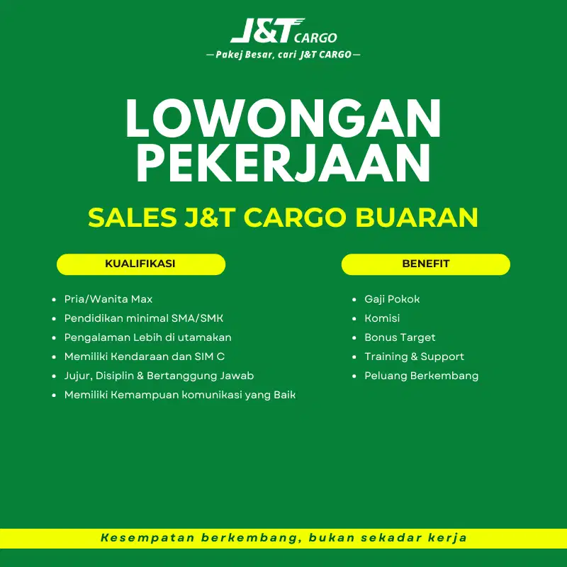 DIBUTUHKAN SALES MARKETING JNT CARGO AREA JAKARTA TIMUR