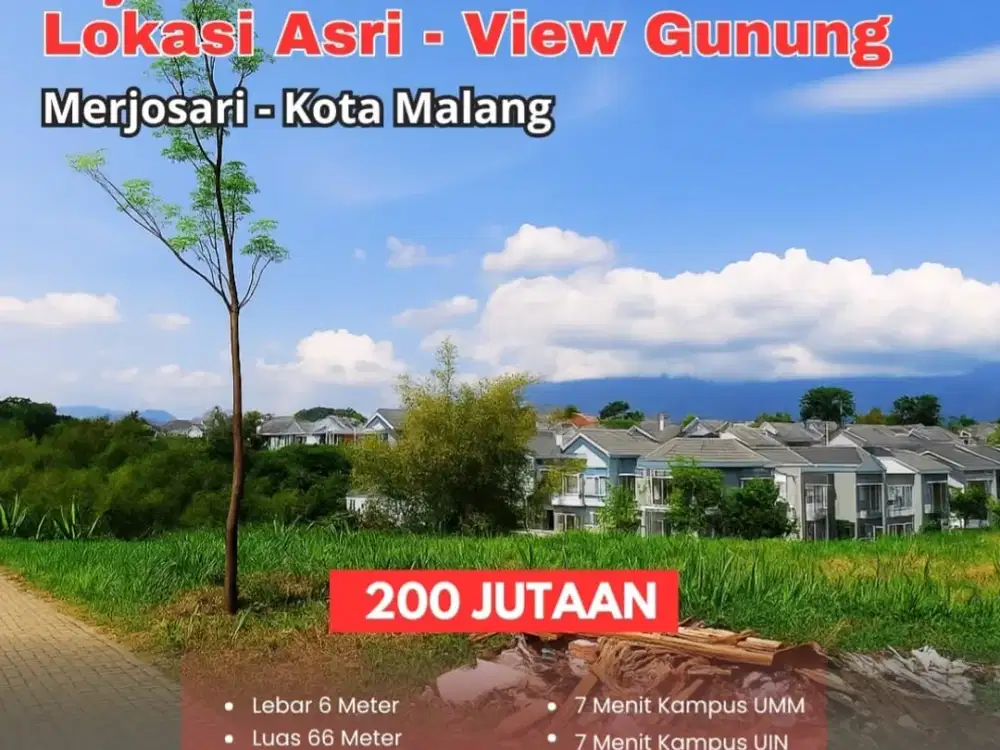 Tanah Di Merjosari Sertifikat SHM Lingkungan Asri 5 Menit Taman Merjosari