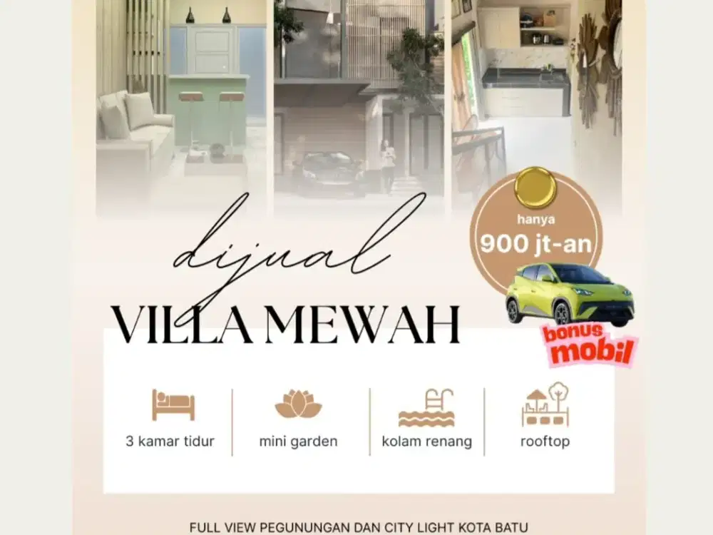 Garansi Passive Income Area Wisata Batu Sertipikat Pecah Villa Temas