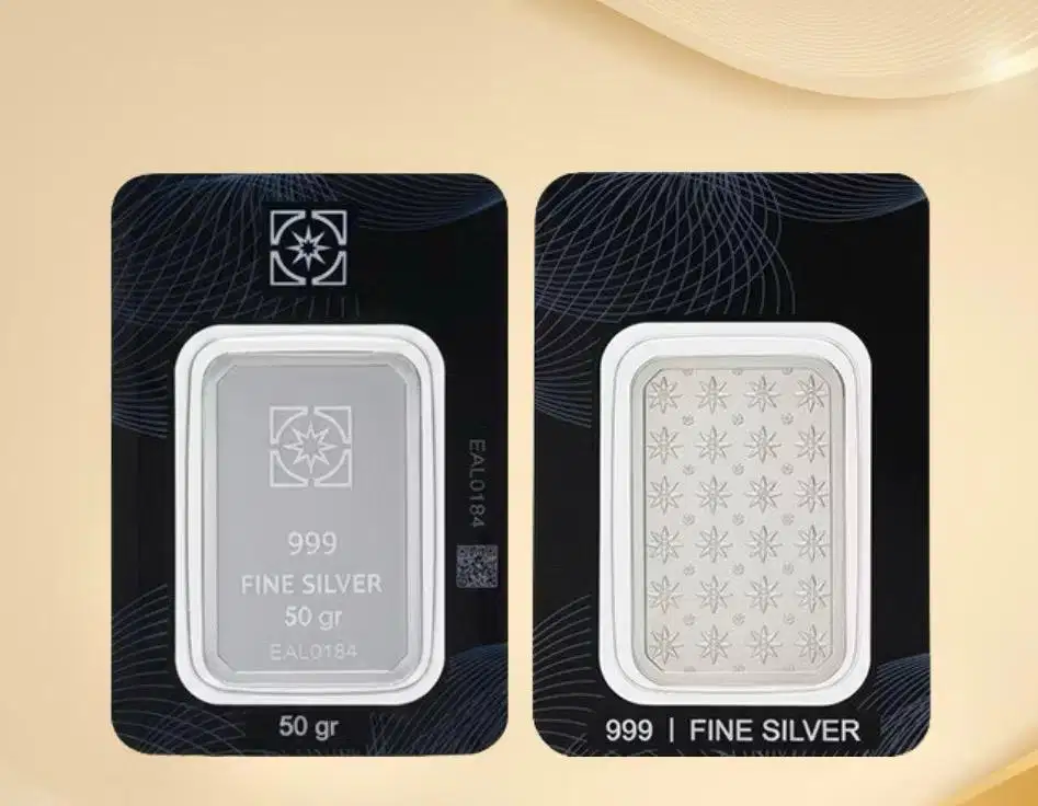 Perak batangan finesilver 999,9 persen 50 grm