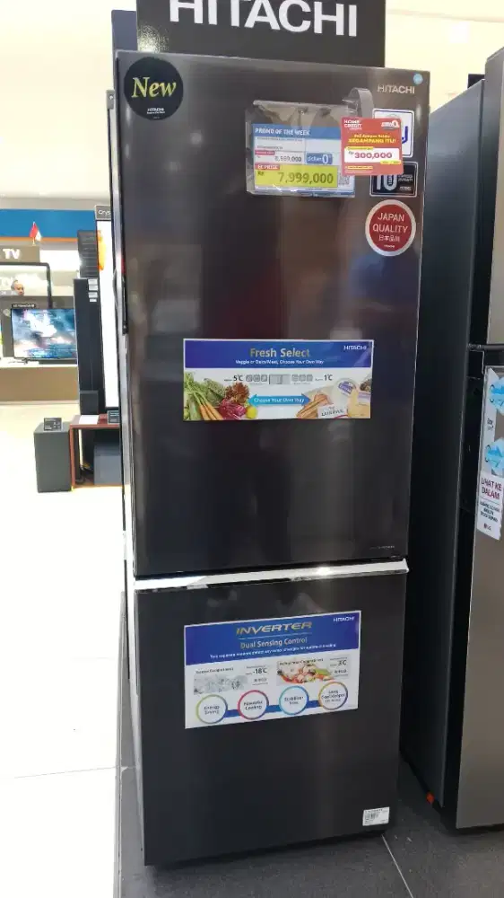 HITACHI REFRIGERATOR 2 DOOR BLACK