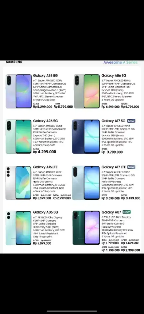 Samsung galaxy mulai dari 1.399.000