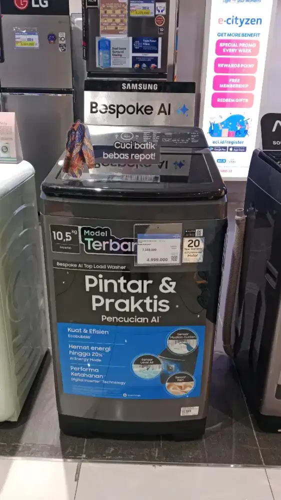 SAMSUNG WM TOP LOADING 10.5KG GRAY