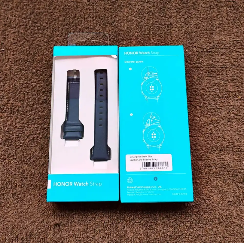 (NEW/BNIB) Leather strap Huawei Honor original 22mm navy blue