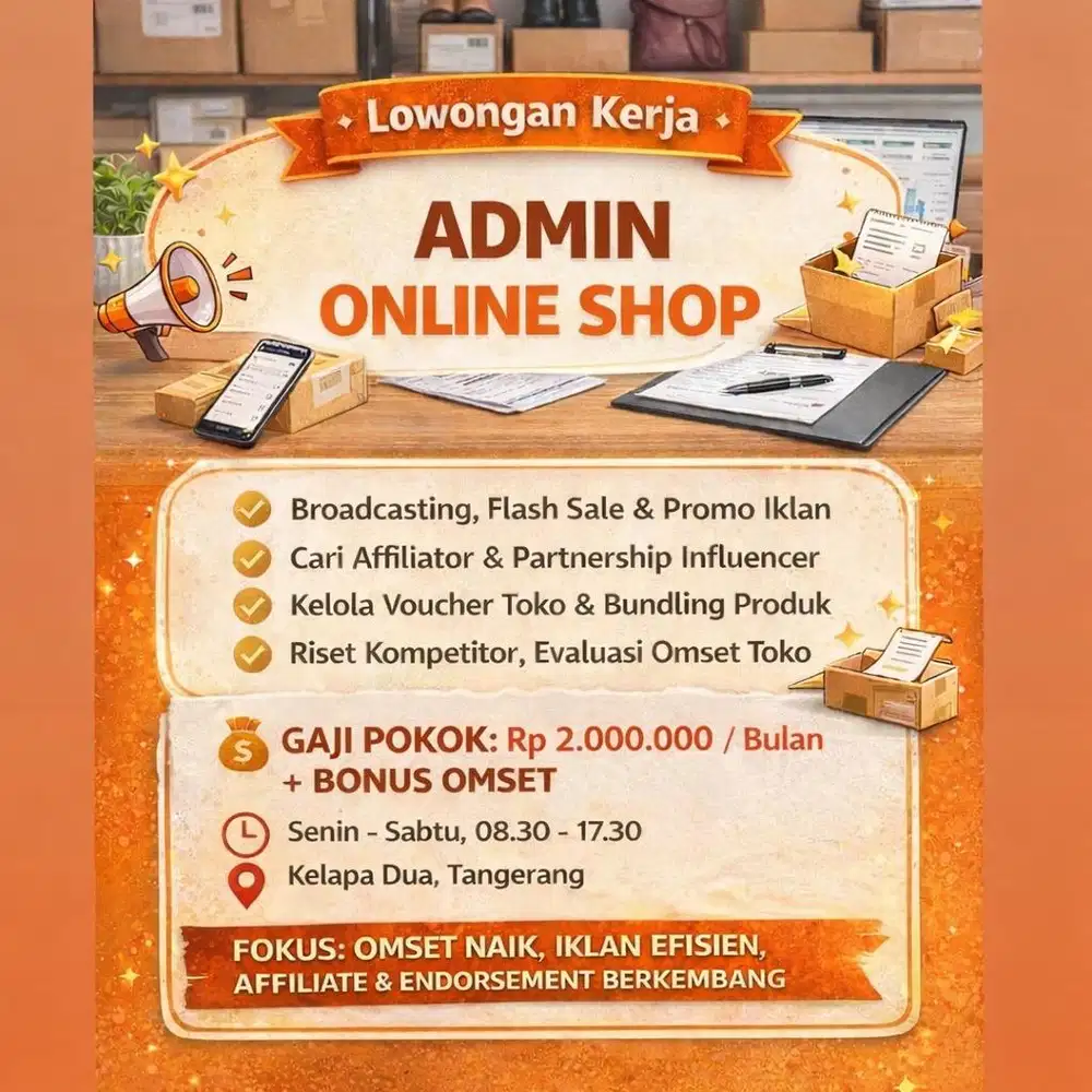 Lowongan Admin Packing online shop karawaci pengalaman