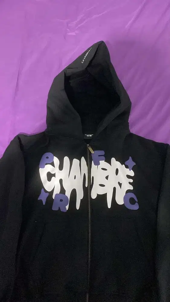 Hoodie zipper PrefacexChmb hitam