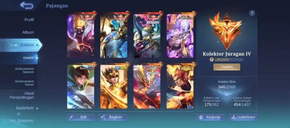 DIJUAL AKUN MOBILE LEGEND KOLEKTOR JURAGAN VI