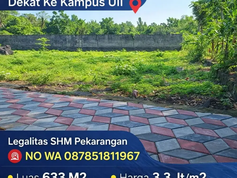 Tanah Jogja Kost Area Kampus UII Kaliurang SHM Pekarangan