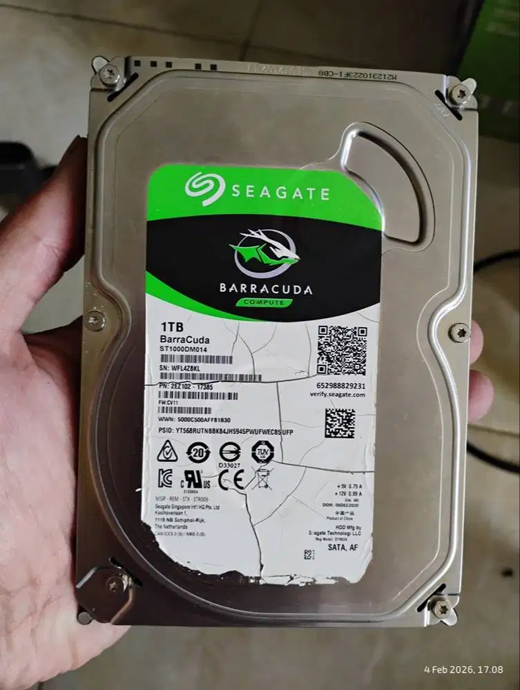 HDD internal PC desktop 3.5 Seagate Barracuda 1TB SATA Sentinel 100%