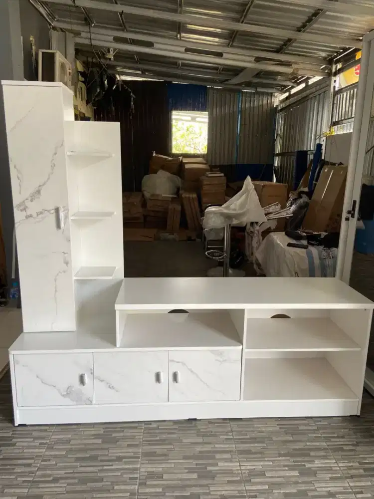 PROMO RAK TV MINIMALIS MOTIF MARBLE SALE GRATIS ANTAR TERMURAH