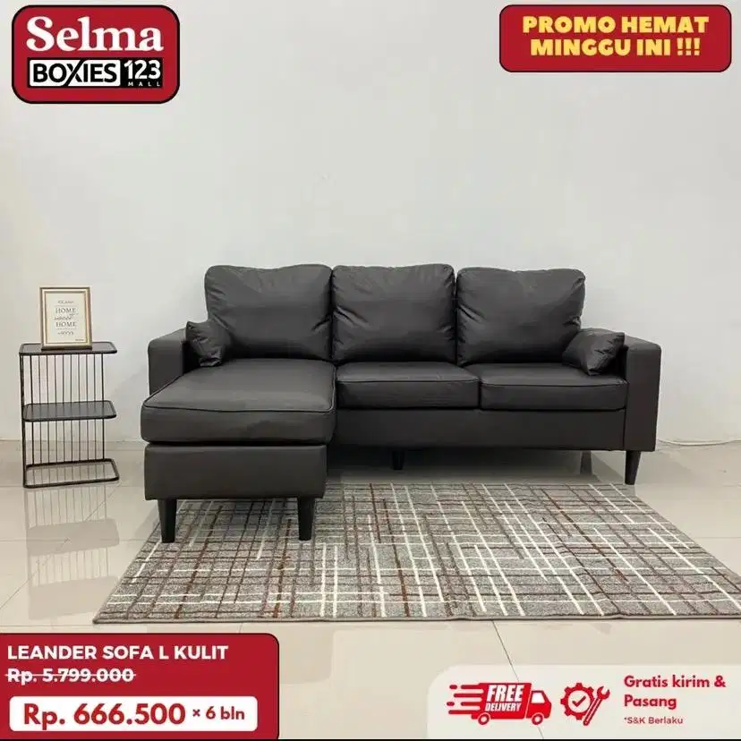 Sofa sudut bahan sintetis selma