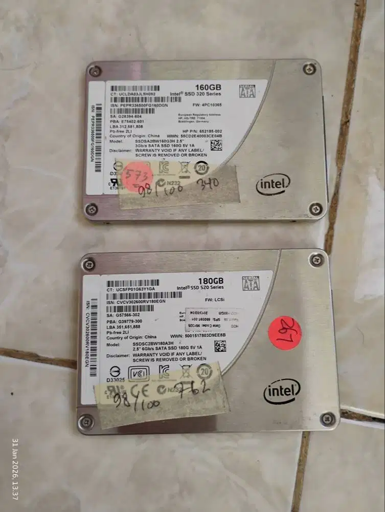SSD 2.5 SATA intel 160GB & 180GB