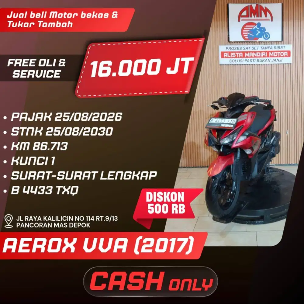 AEROX VVA 2017 PAJAK HIDUP CC 0% KREDIVO TOKPED SPAYLATER INDODANA