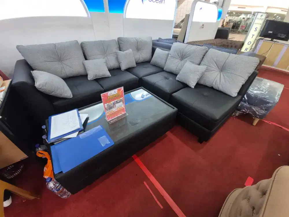 SOFA RUANG TAMU + MEJA PROMO CREDIT BUNGA 0% FREE 1KALI CICILAN