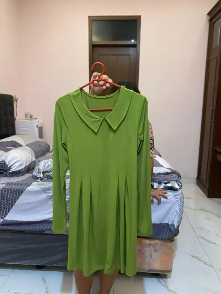 Gaun drees wanita dres hijau
