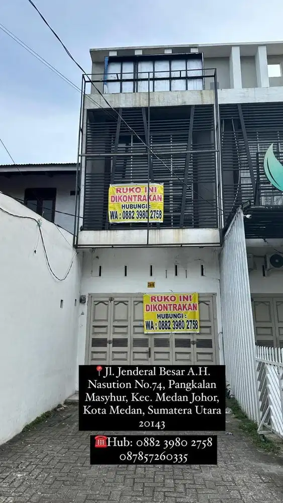 Di sewakan ruko 1 pintu jl AH. Nasution