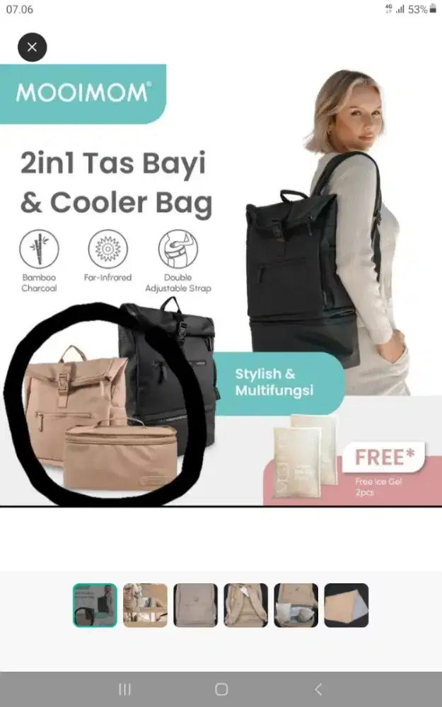 TAS ASI MOOIMOM 2IN1, WARNA NUDE