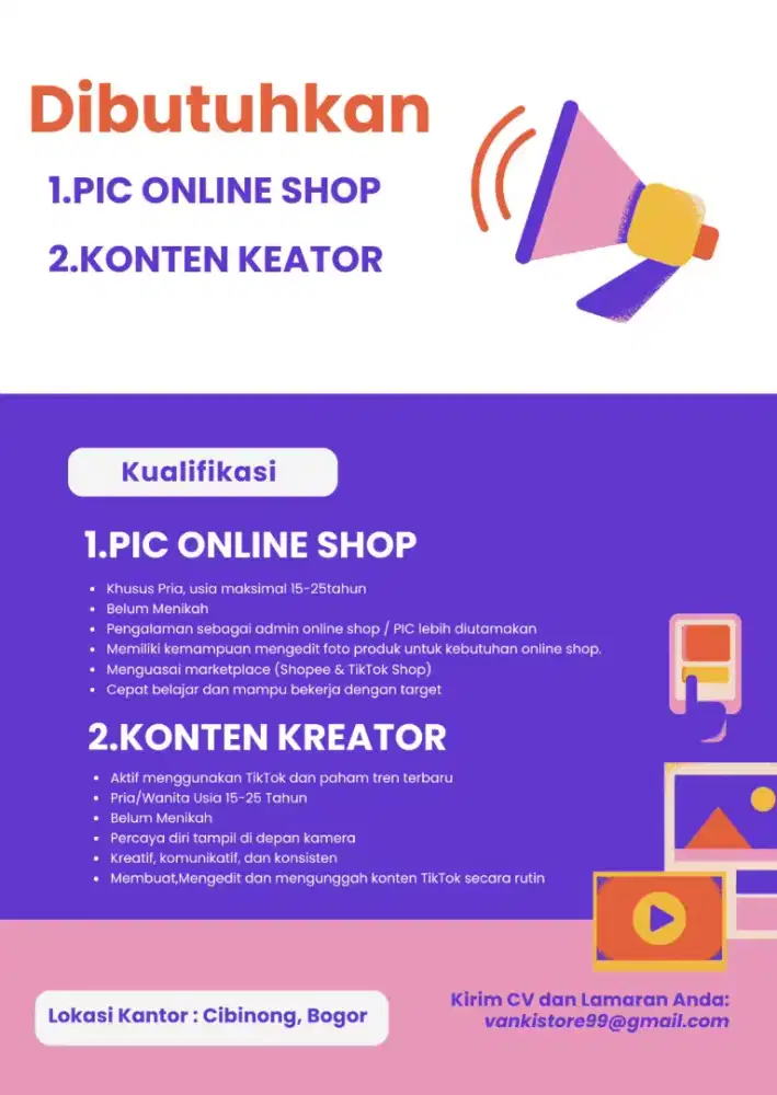 LOKER PIC & KONTEN KREATOR