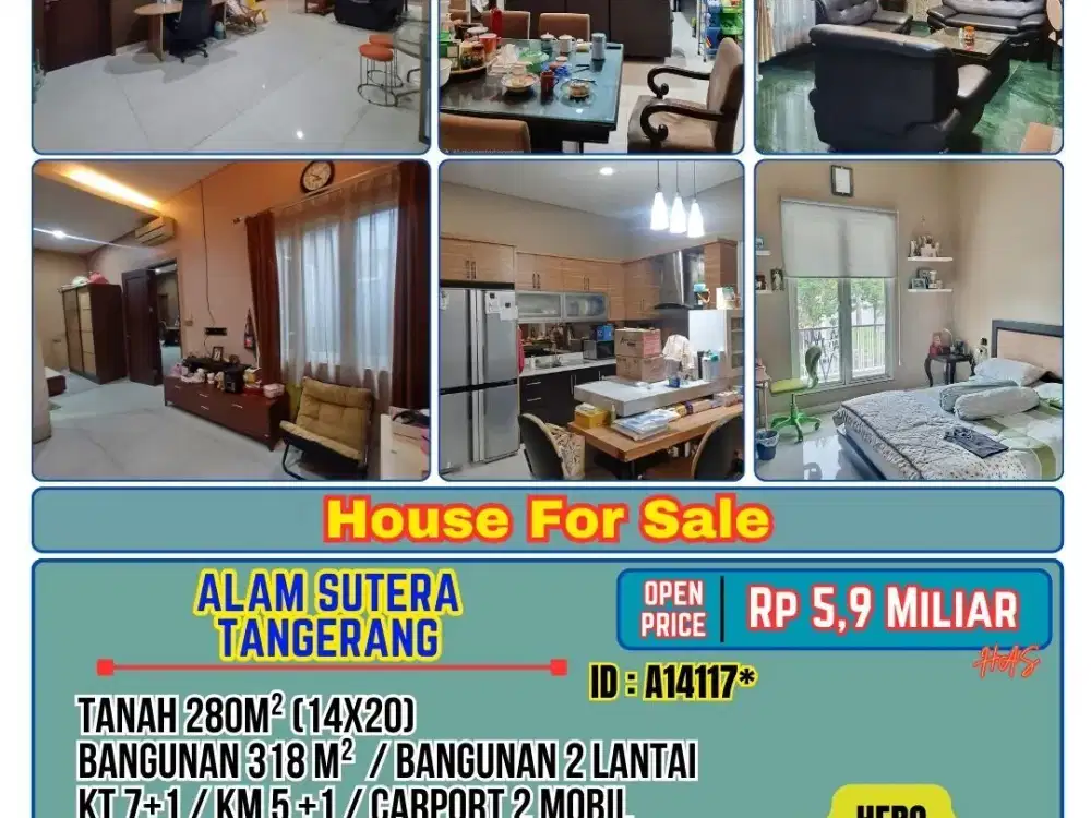 Jual Rumah Rapi Semi Furnished Alam Sutera Serpong Tangerang A14117