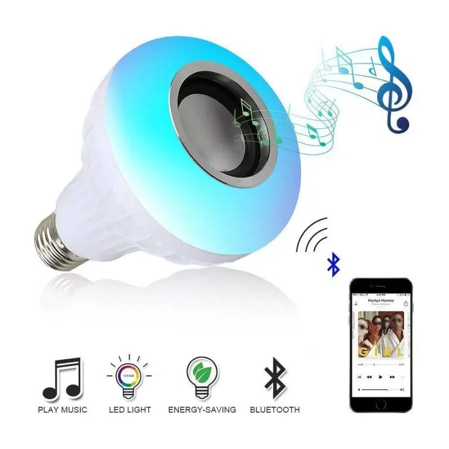 Bohlam Speaker Musik Music Bass Bluetooth 2in1 Lampu LED Spiker 2 in 1