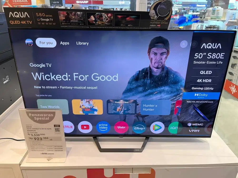 Cicilan tv aqua google tv 4k 50 inch