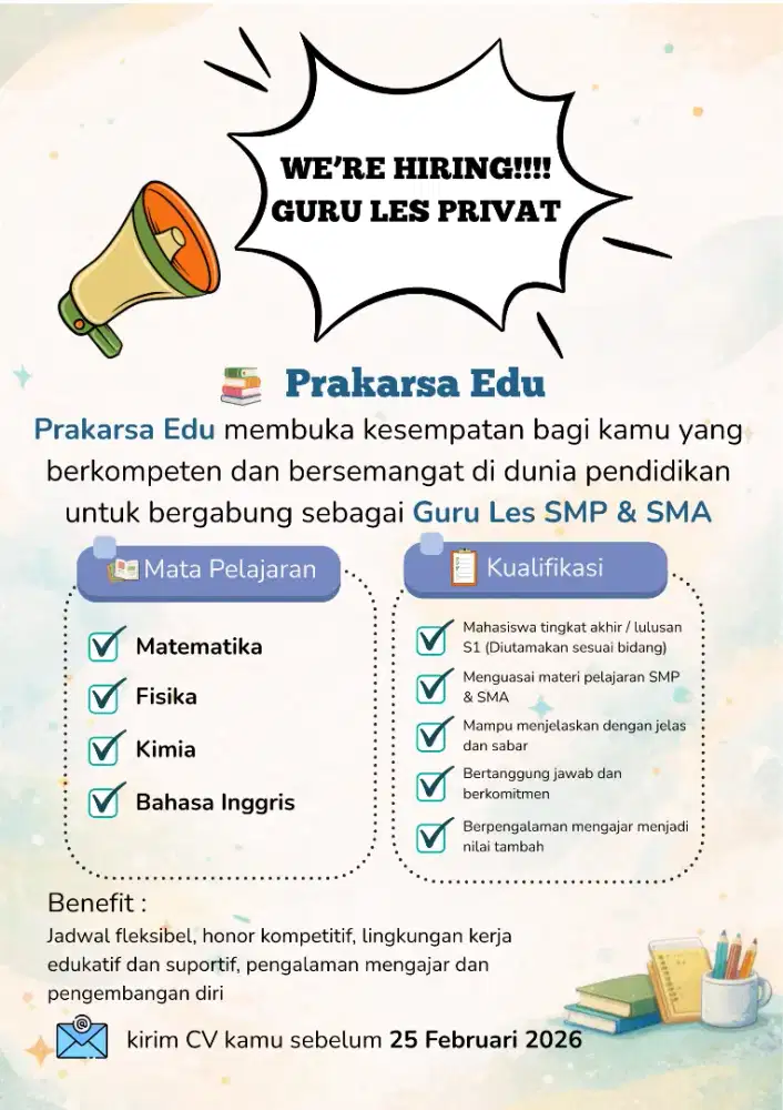 Hiring Guru Les Privat (Semarang dan sekitarnya)