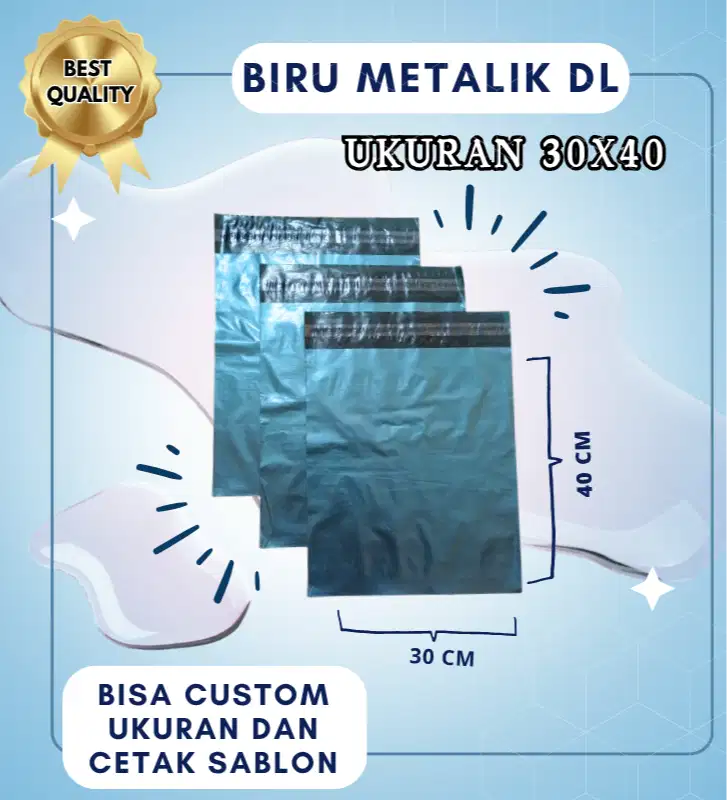 POLYMAILER BIRU METALIK DL 30X40