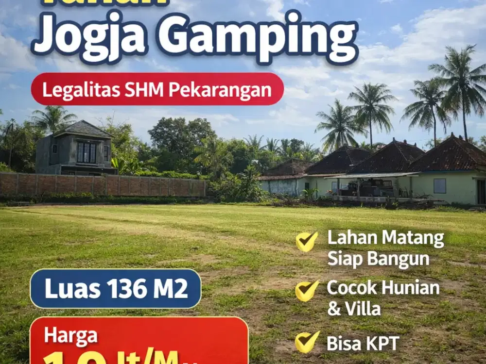 Dijual Tanah Murah Sleman Gamping Cocok Hunian bisa KPT Shm-P