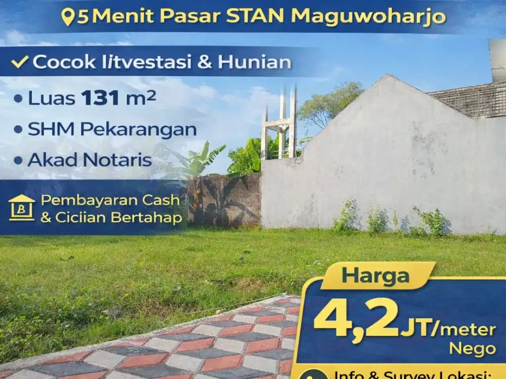 Tanah Jogja Area Tajem 5 Menit Pasar Stan Maguwoharjo