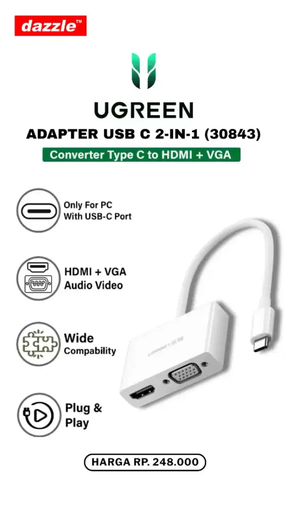 UGREEN TYPE C TO HDMI & VGA (30843)