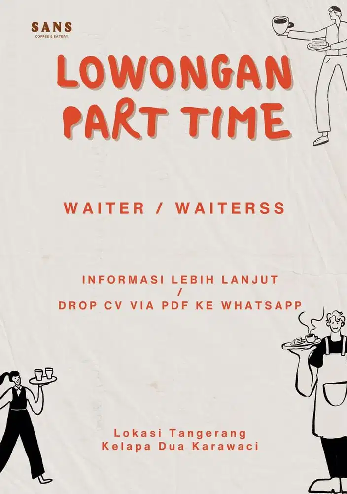Lowongan loker Waiter / Waiters