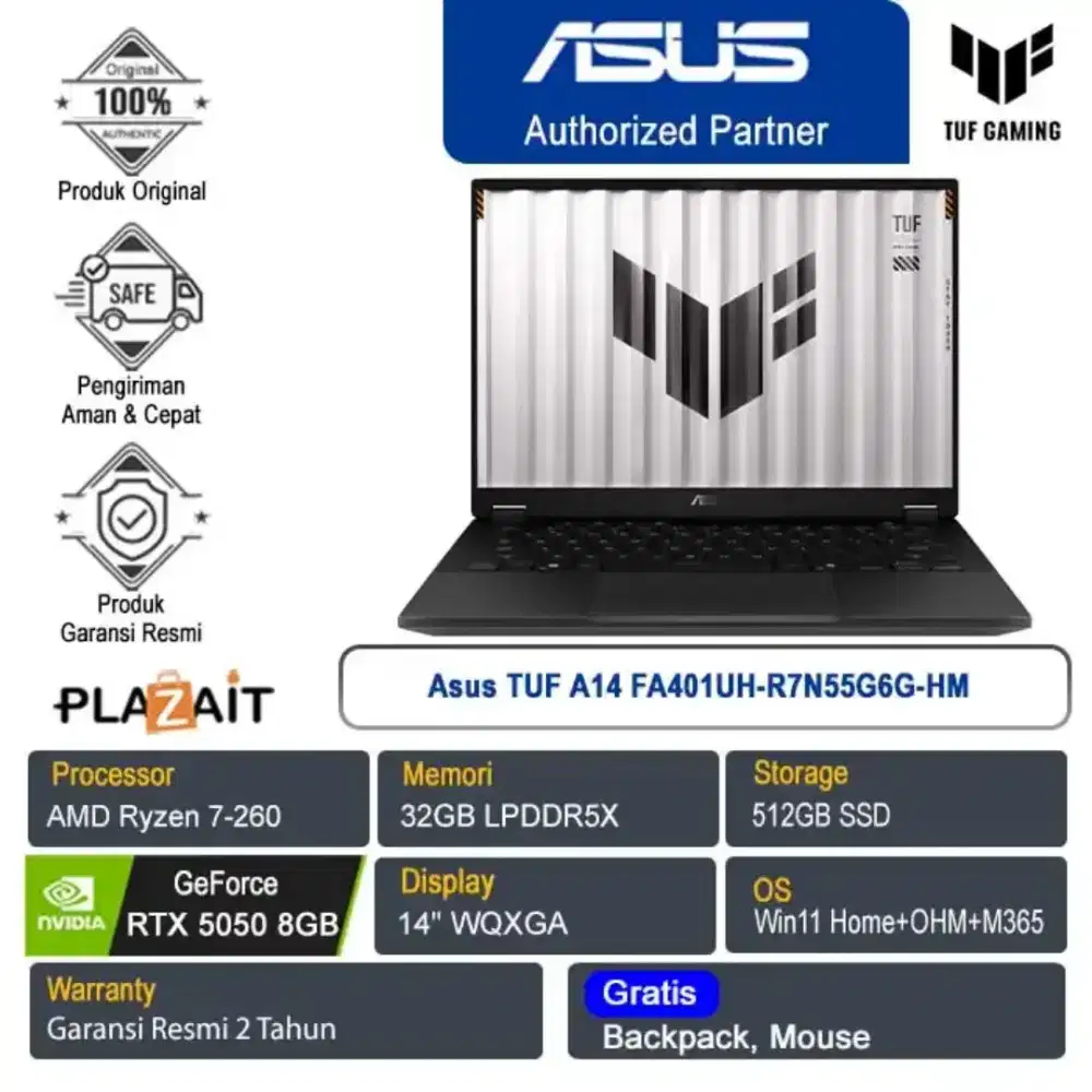 Asus TUF Gaming A14 FA401UH- Ryzen 7 260 32GB SSD 512GB RTX5050