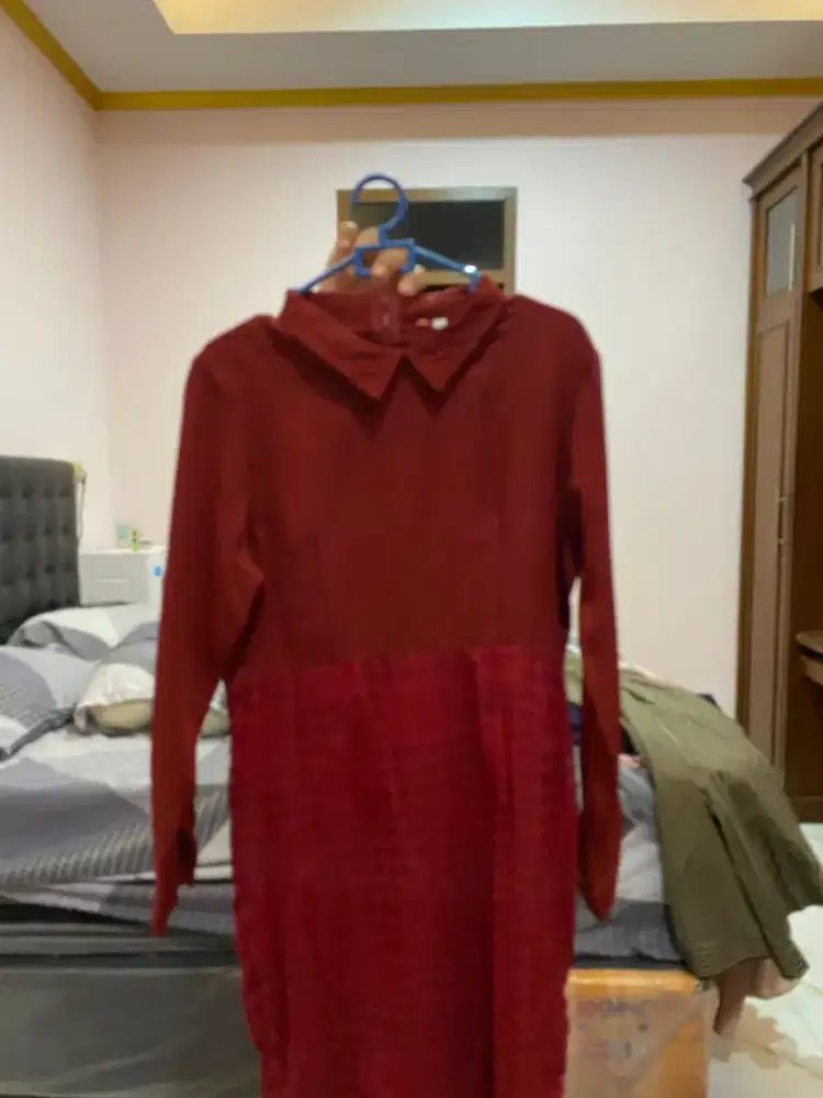 Long drees blouse dres merah