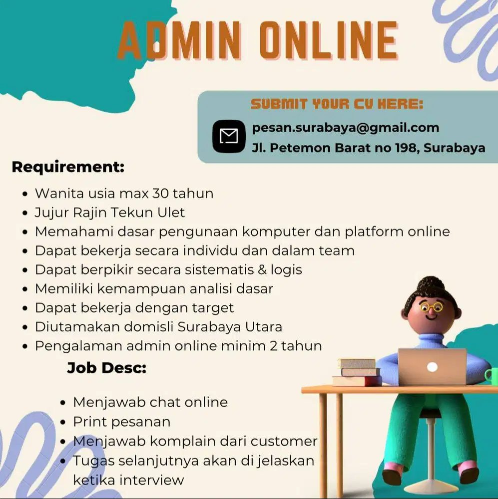 Admin Online Berpengalaman Minim 2 Tahun