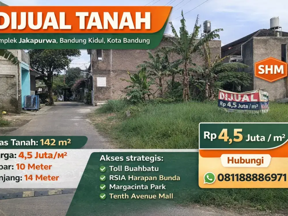 Tanah SHM 142 m² di Kawasan Premium Bandung Kidul