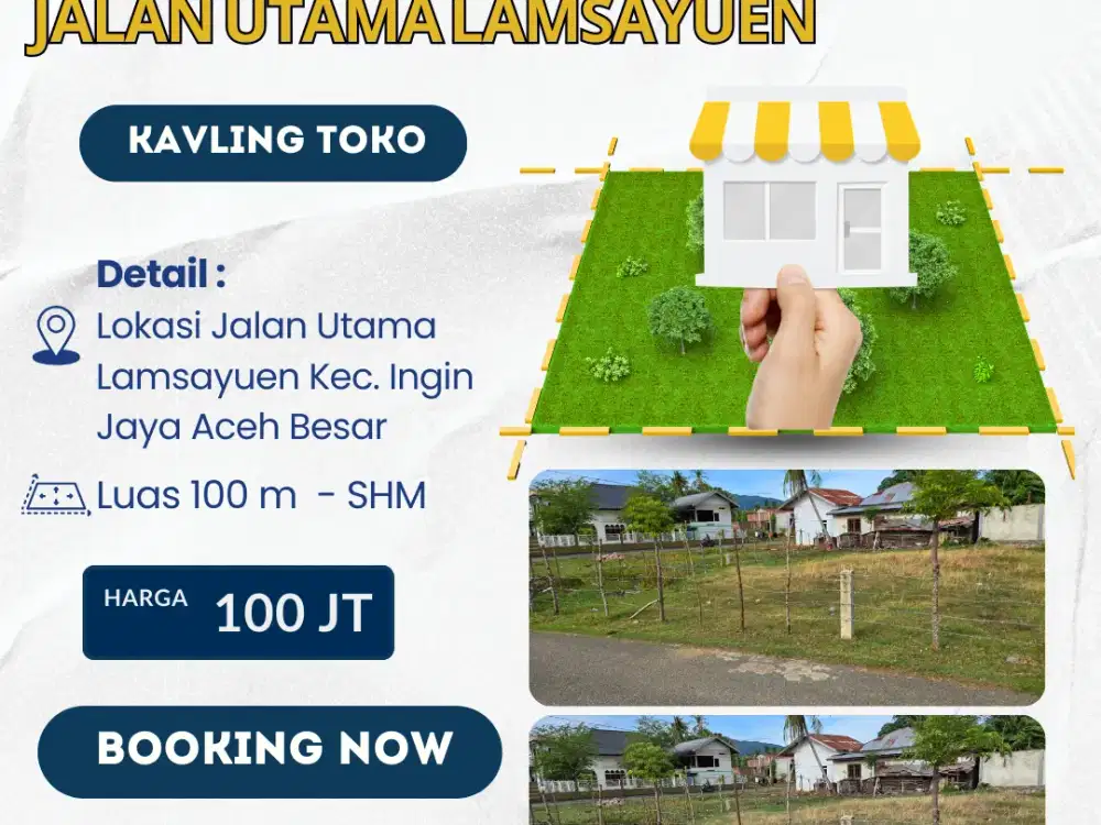 Dijual Kavling Toko 100 m² di Jalan Utama Lamsayuen – DUPRO Super Land 12, Aceh Besar