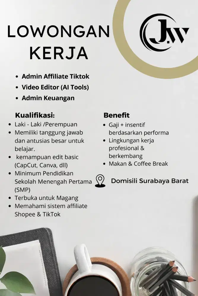 LOWONGAN KERJA – JW MANAGEMENT (SURABAYA BARAT)