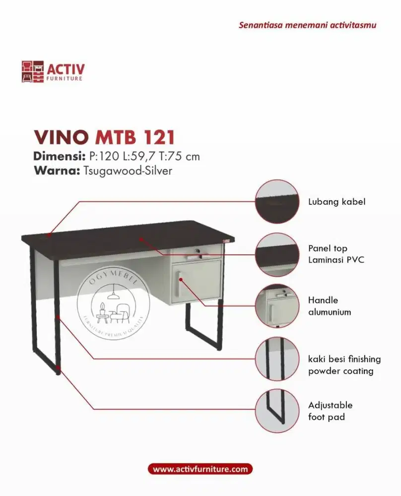 PROMO MEJA KERJA/KANTOR KAKI BESI MERK ACTIV SALE TERMURAH